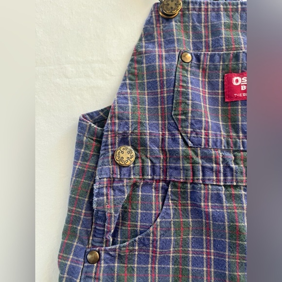 Vintage OshKosh B'gosh Multicolor Plaid Overalls 18months leg snap closure - Picture 11 of 11